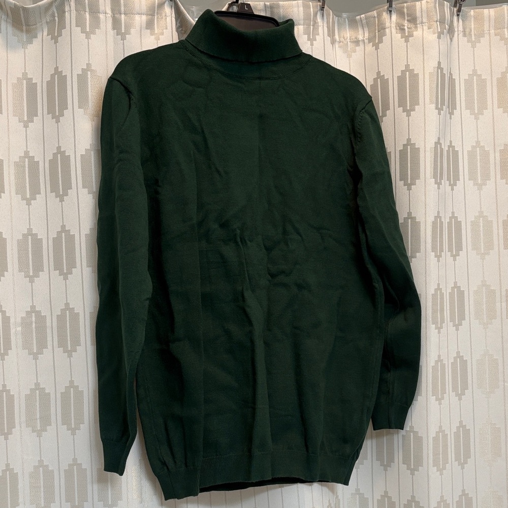 Men’s Tom Baine Dark Green Turtleneck Sweater XL